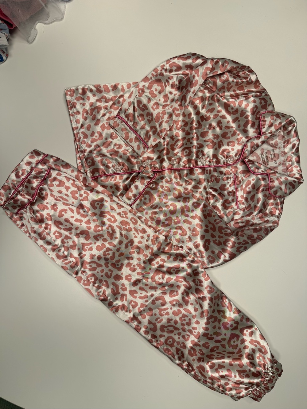 Rachel Zoe Pink Leopard Satin Loungewear Set